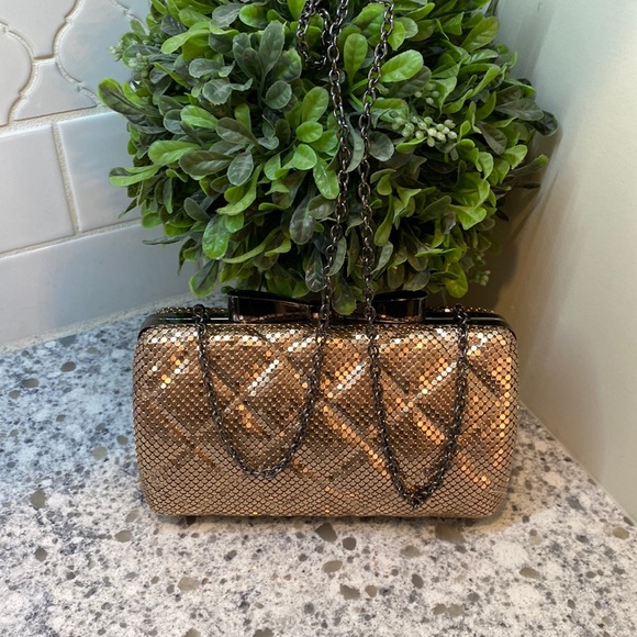 La Regale Handbags - La Regale Gold clutch with chain formal prom wedding purse